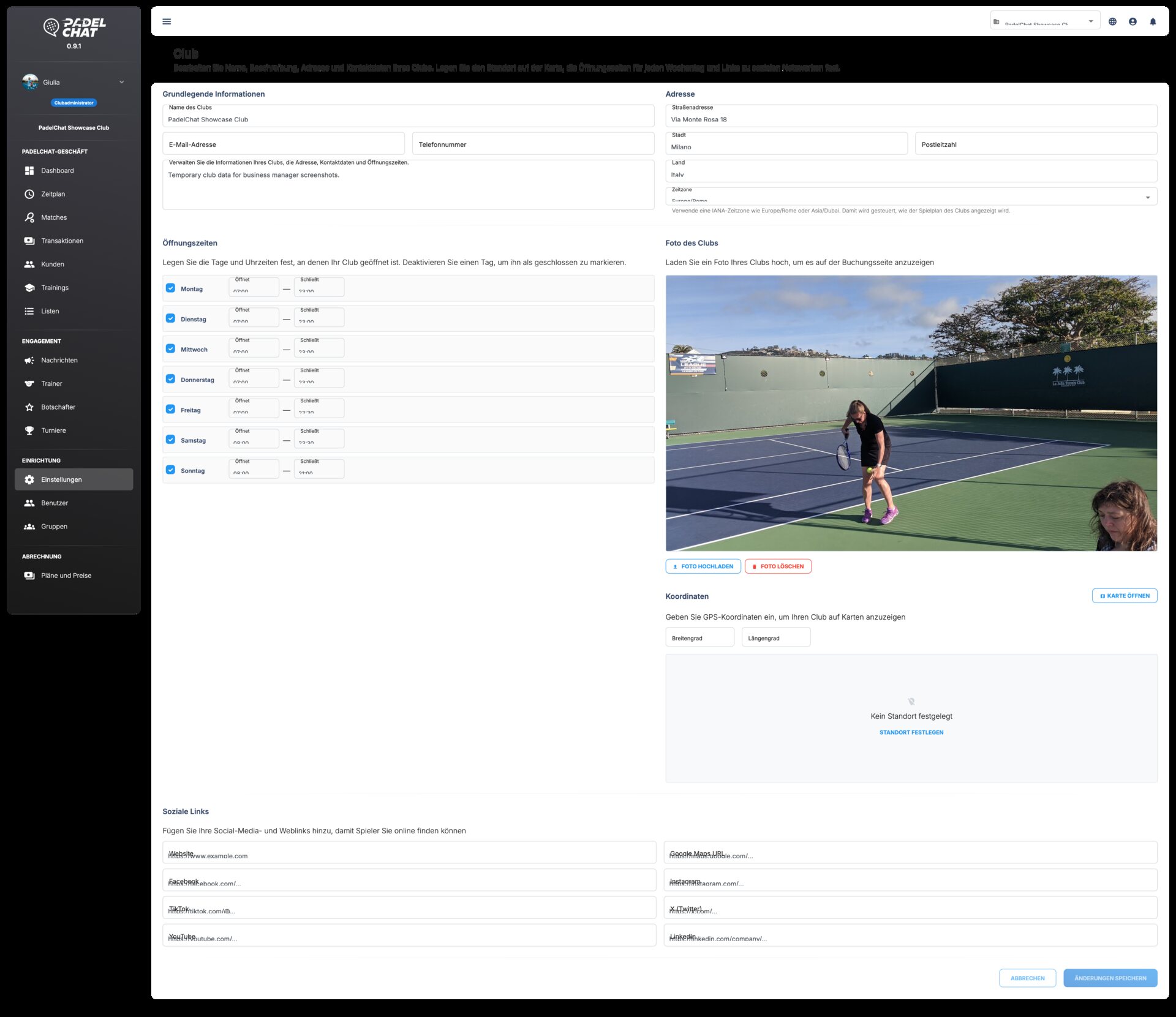 Operatives Dashboard - Clubprofil