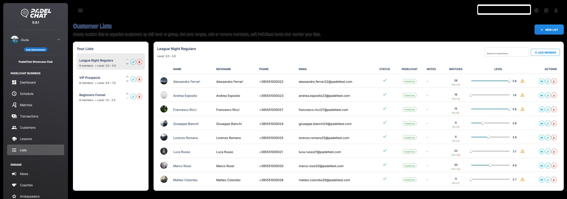 Members and customer lists - Customer lists