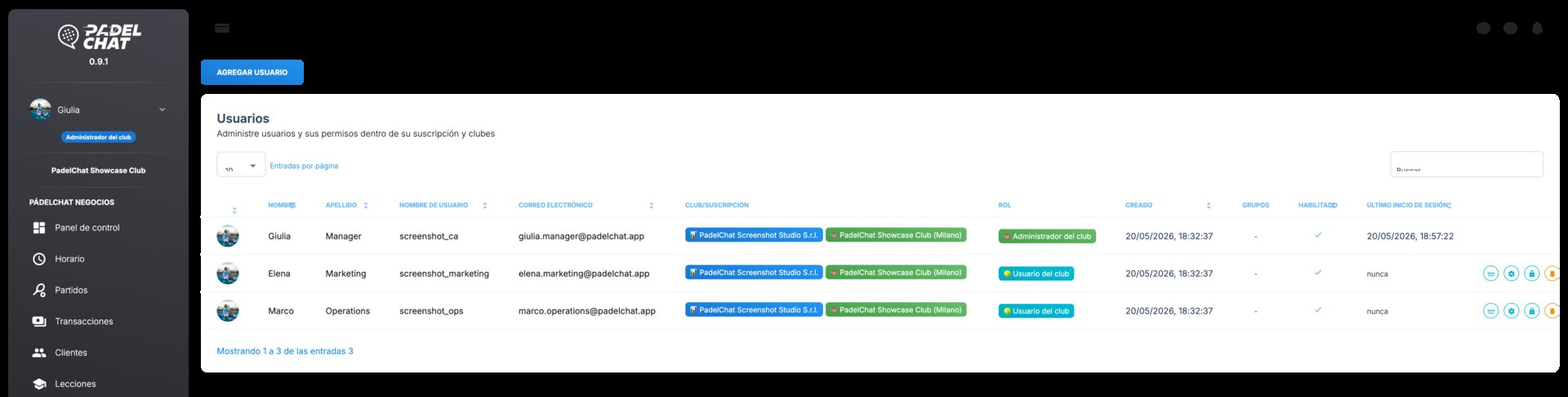 Equipo, roles y permisos - Usuarios y permisos