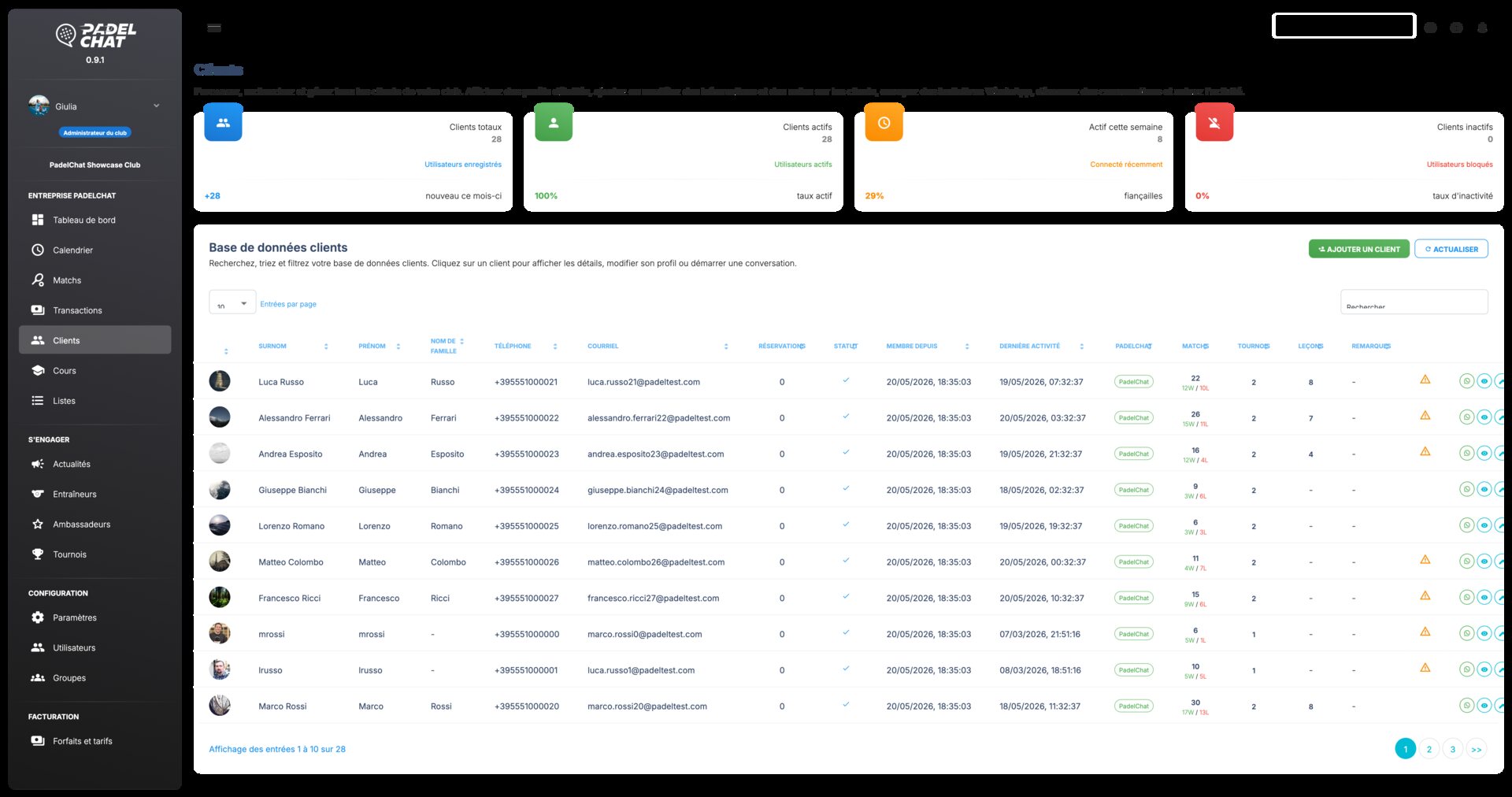 Membres et listes clients - Répertoire clients