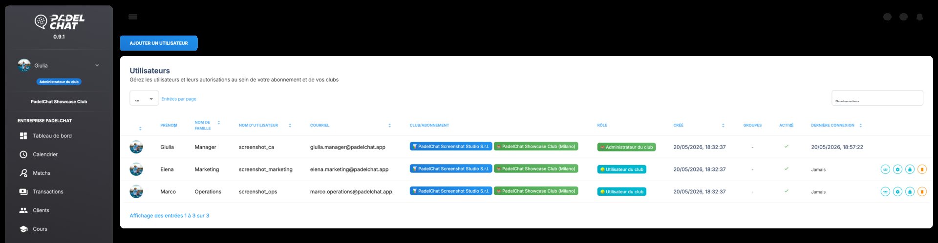 Equipe, rôles et permissions - Utilisateurs et autorisations