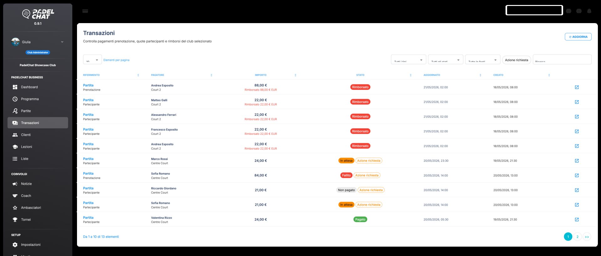 Pagamenti, rimborsi e Stripe - Transazioni